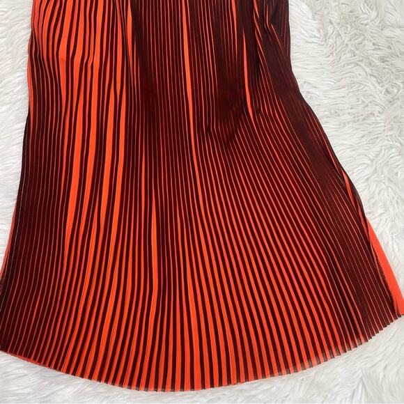 Bardot Women's Pleated Gauze Midi Skirt Orange Black Size 10 Boho - Picture 9 of 9